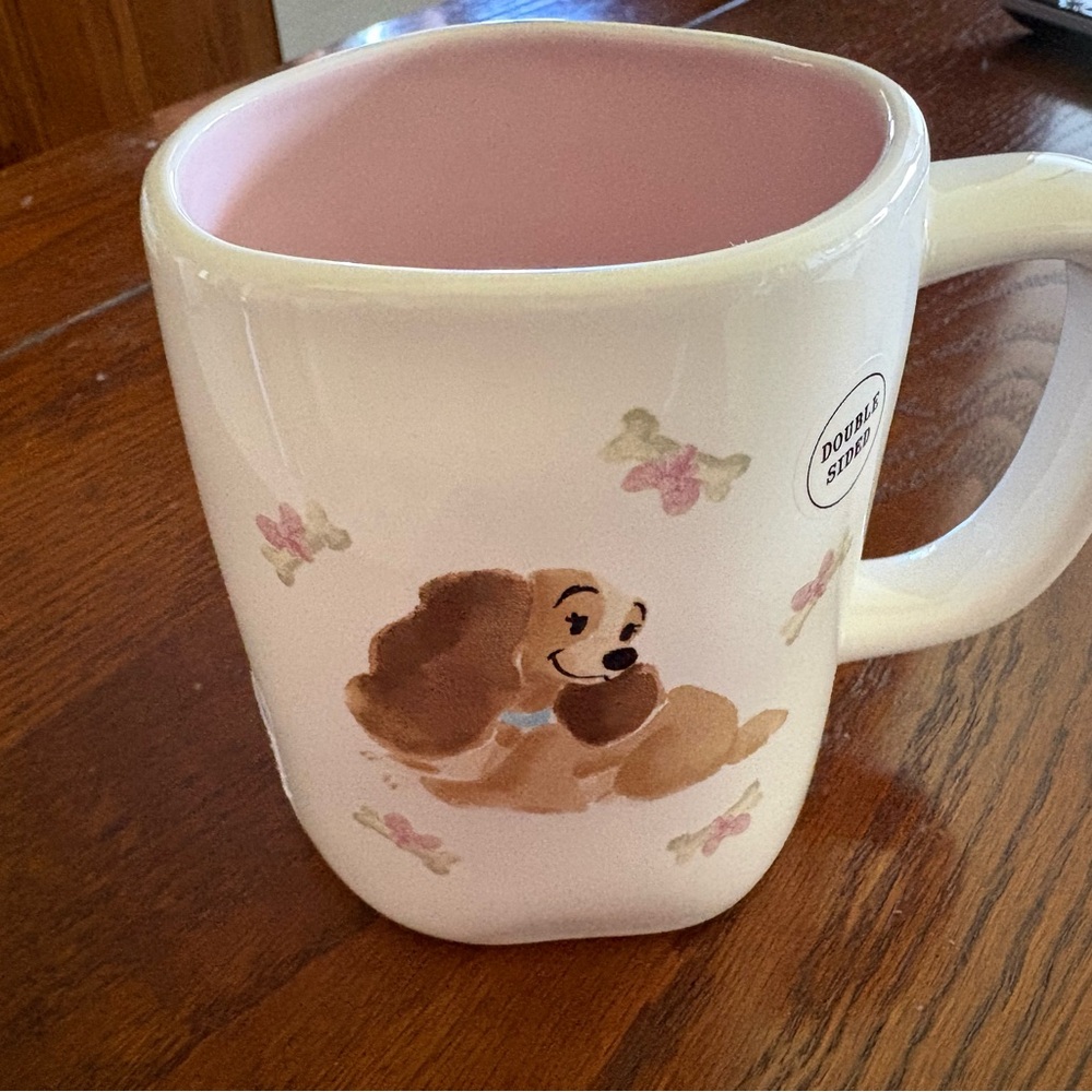 NWT Disney White Ceramic Mug with Pink Accent
